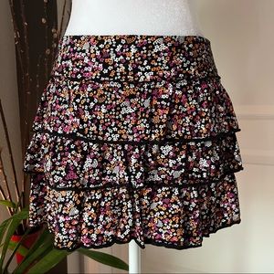 Volcom floral tiered ruffled mini skirt